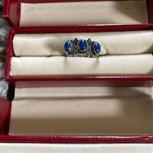 Lapis SS 3 panel ring